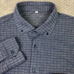 State & Liberty Flannel Shirt Men's XL Gray Blue Lightweight Plaid Check and